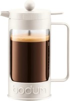 Bodum Bean 11376 913 Kaffeebereiter French Press Kaffeemaschine Glas Weiß 1.0L