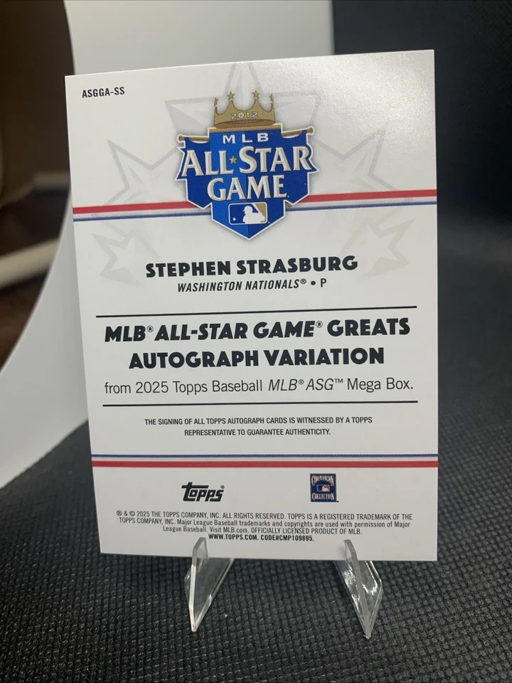 2025 Topps All Star Game Stephen Strasburg All Star Greats Auto Red /5 Nationals - Image 2 of 3