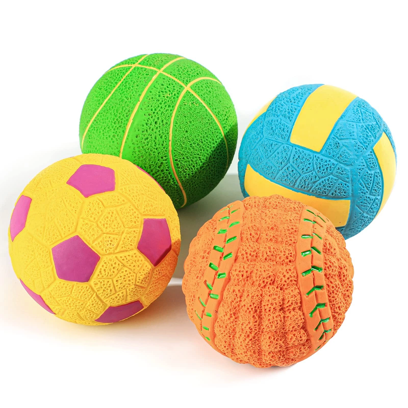 SCHITEC Squeaky Dog Balls, [4 Pack] Interactive Latex Rubber Squeak Dog Toys,