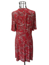 Tommy Hilfiger Red Floral Dress Short Ruffle Accent Sleeve Stretch Size 4 