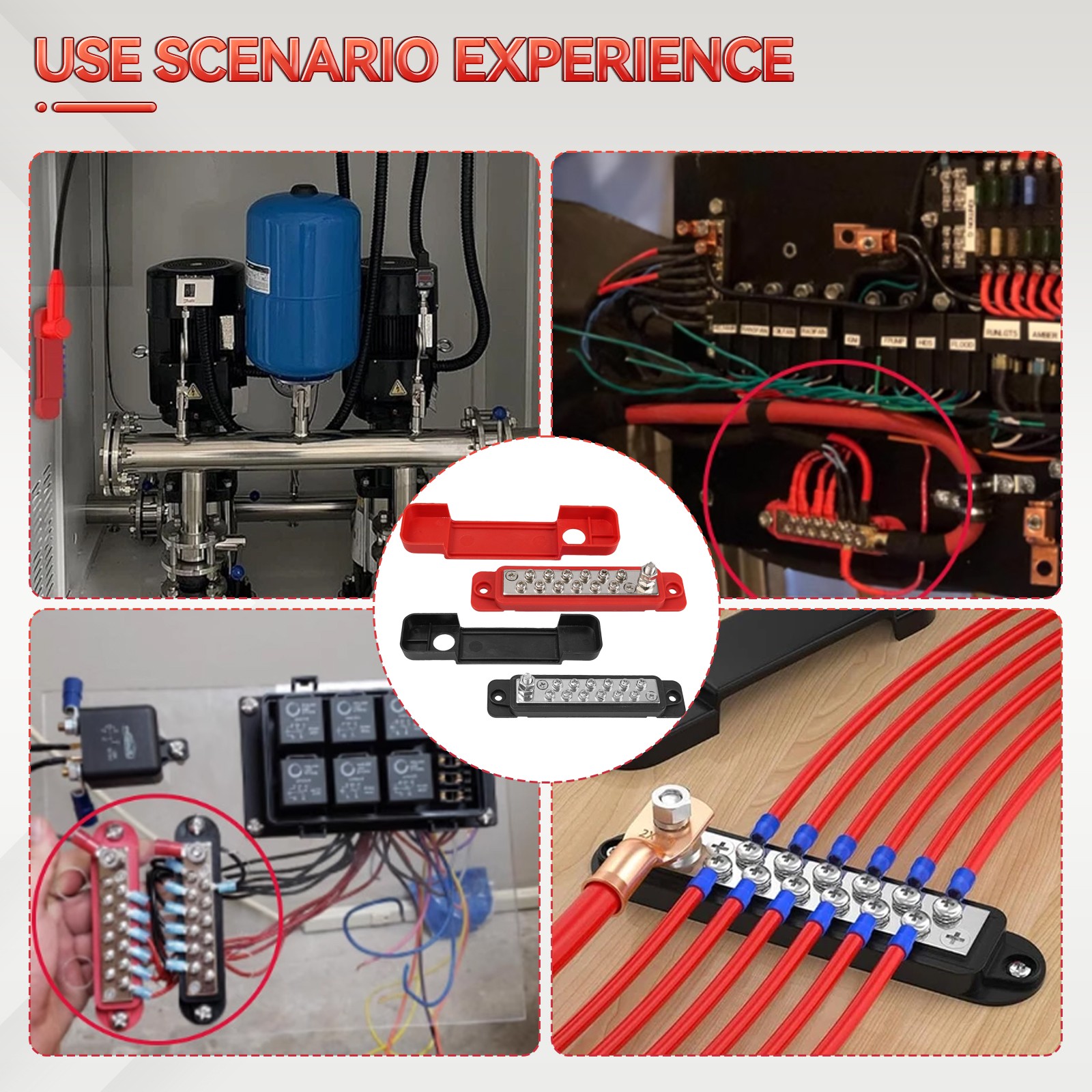 12 Way Bus Bar Terminal 12V Block DC 180A Power Distribution Car Boat Marine 2Pc