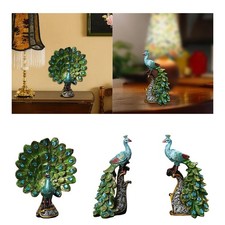 Peacock Statue Modern Collectible Resin Animal Sculpture Tabletop Ornament for