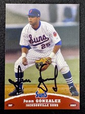 2007 Jacksonville Suns Team Set Juan Gonzalez In Person Autograph Rookie Card. rookie card picture
