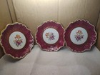 3 Zsolnay Hungary Cranberry Gold Gilt Floral Porcelain Cabinet Plates — photo 1