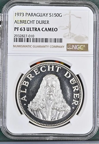 1973 Paraguay 150 Guaranies - NGC PF63 UC, "Albrecht Durer" Silver Coin