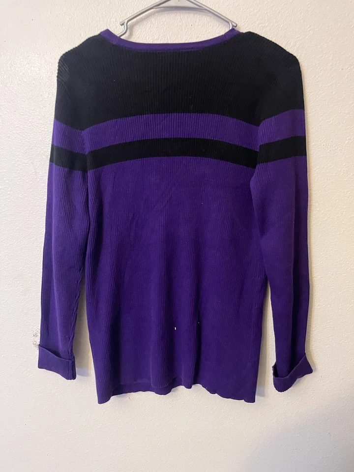 Suéter Cárdigan Ralph Lauren Para Mujer Púrpura Botón Manga Larga Pequeño Grande Foto 3 de 4