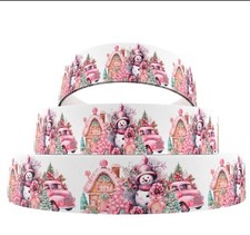 1.5" 1 yard Christmas Tree Pink Truck Snowman Gingerbread Grosgrain Ribbon