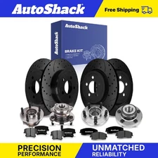 Front Rear Drilled Slotted Brake Rotor Premium Pad Wheel Hub Kit for Charger