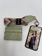 Green Purple Pattern Clip Go Strap Phone Carrier with Zipper Pouch Crossbody