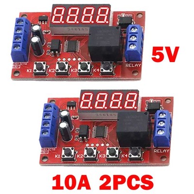2X DC5V 10A Adjustable Time Delay Relay Module LED Digital Timer Control Switch