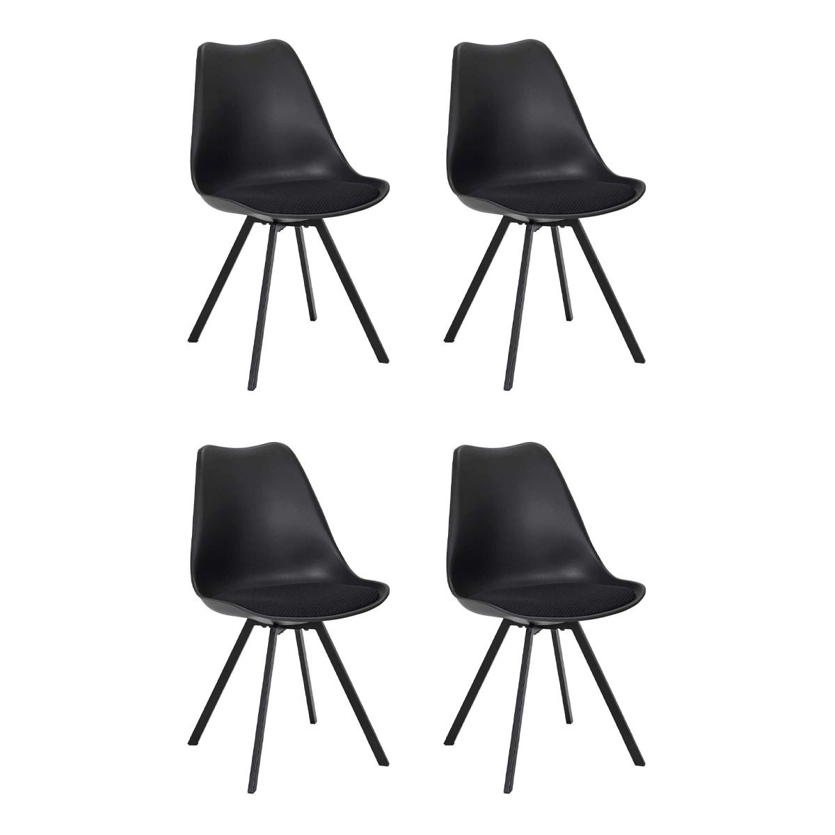 Chaises confortables Atome lot de 4 assises noires 82cm pour soulager le dos