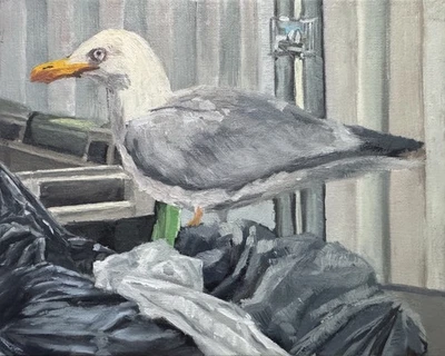 Original Oil Painting Seagull 20x25 cm – On Canvas Board | Ölgemälde Möwe - Bild 1 von 4