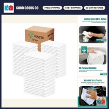 120 Pack Cotton Terry Towels 14"x17" - Absorbent Durable Bar Rags for Cleaning