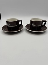 Vintage ACF Italy Chocolate Brown Cappuccino Cup & Saucer X2