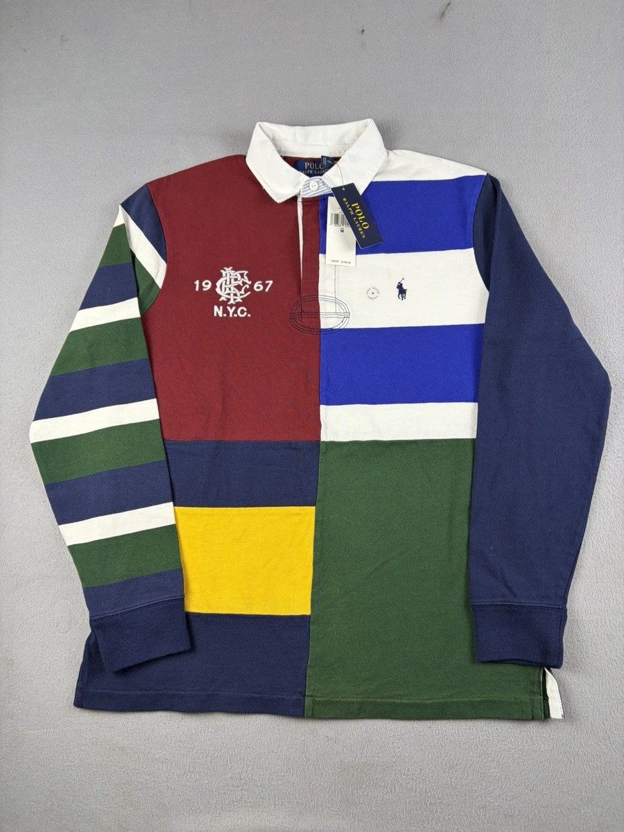 Polo Ralph Lauren Rugby Shirt Men's Medium RLPC Crest Patchwork