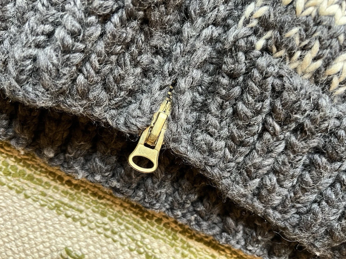 Cárdigan Canadian Sweater Co Tejido a Mano Lana Cowichan Cremallera Gris 42 Hecho en Canadá