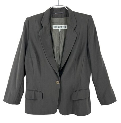 イタリア製 CERRUTI ダブル テーラードジャケット チャコールグレー48 Cerruti 1881 charcoal checked stretch Pure wool Blazer