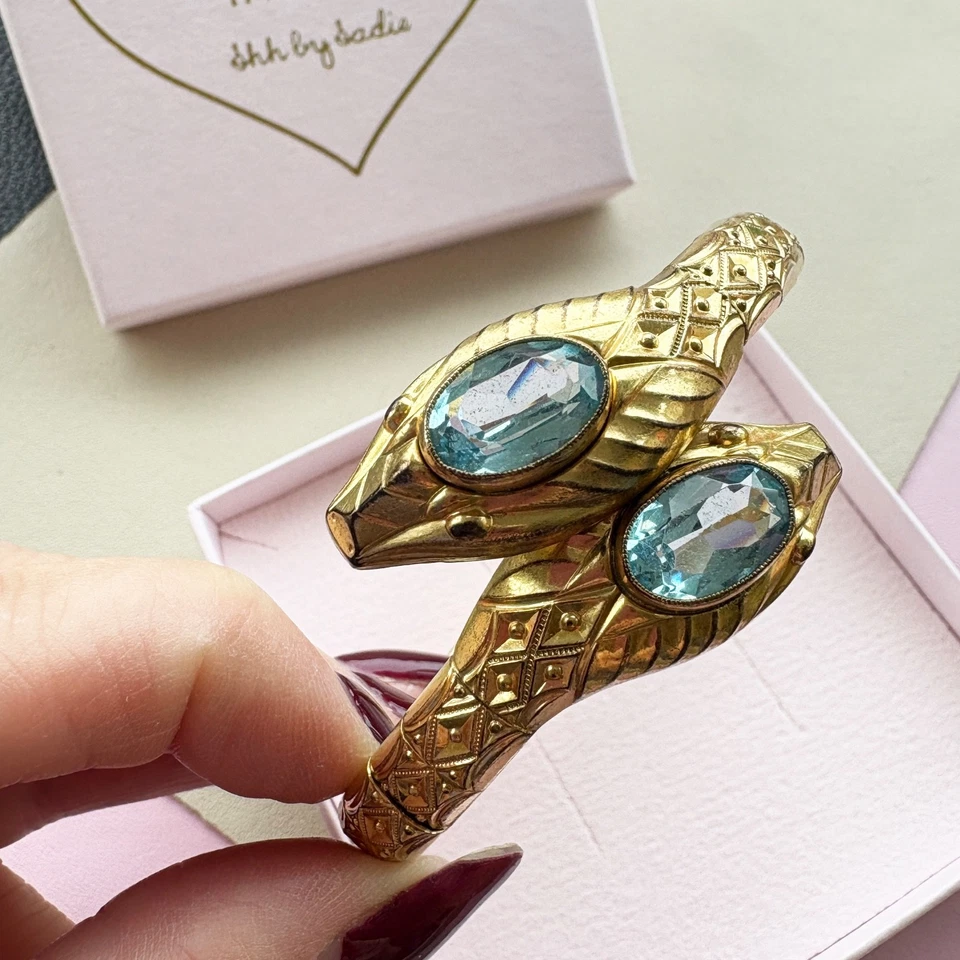 Antique Art Deco Signed Andreas Daub Articulated Snake Bracelet Snake Bangle - Image 3 of 4