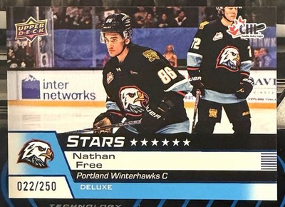 Nathan Free 2025-26 Upper Deck CHL Stars 313 Deluxe /250 (RC) Union College NCAA