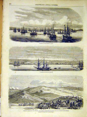 #ad Original Old Antique Print Katcha Squadron Navy Hamelin Kamiesh Zouaves 1854 GBP 15.99