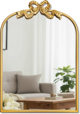 Vintage Gold Bow Mirror 27''x19'' Arched Wall Decor for Home & Bathroom