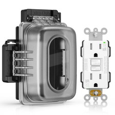 ELEGRP Outdoor GFCI Outlet with Extra-Duty in 15A + 1-Gang Box, White