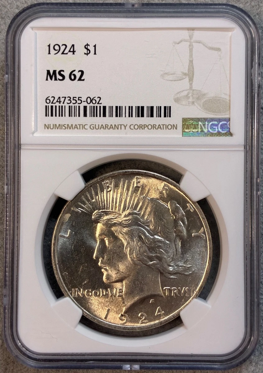 Uncirculated Silver 1924 Year Peace Dollars (1921-1935) for sale