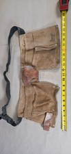 Vintage Suede Leather Carpenter Tool Belt Apron 2-Pouch Hammer Loop 22in Wide