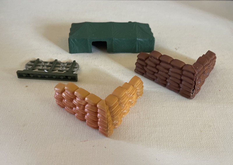 Lot of 6 Military Defense Toys Plastic Sandbag Barricade - Barbed Wire Fence Etc