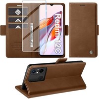 HandyhüLle PU Leder Wallet Flip Case Braun FüR Xiaomi Redmi 12C Mit