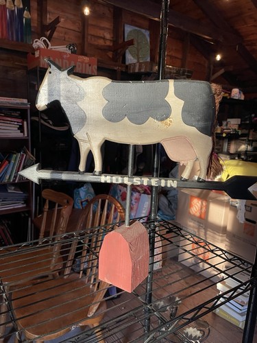 Weathervane Cow Holstein Black White wooden farm country decor