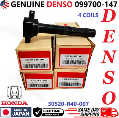 #ad 4X Denso Ignition Coils 099700 147 For Honda Accord CRV Acura 2.4L 30520 R40 007 $83.31