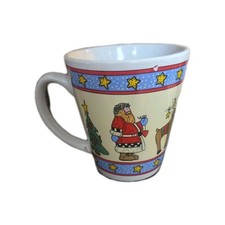 GW Folk Art Santa Claus, Reindeer, Christmas Tree Mug/Cup Holiday China