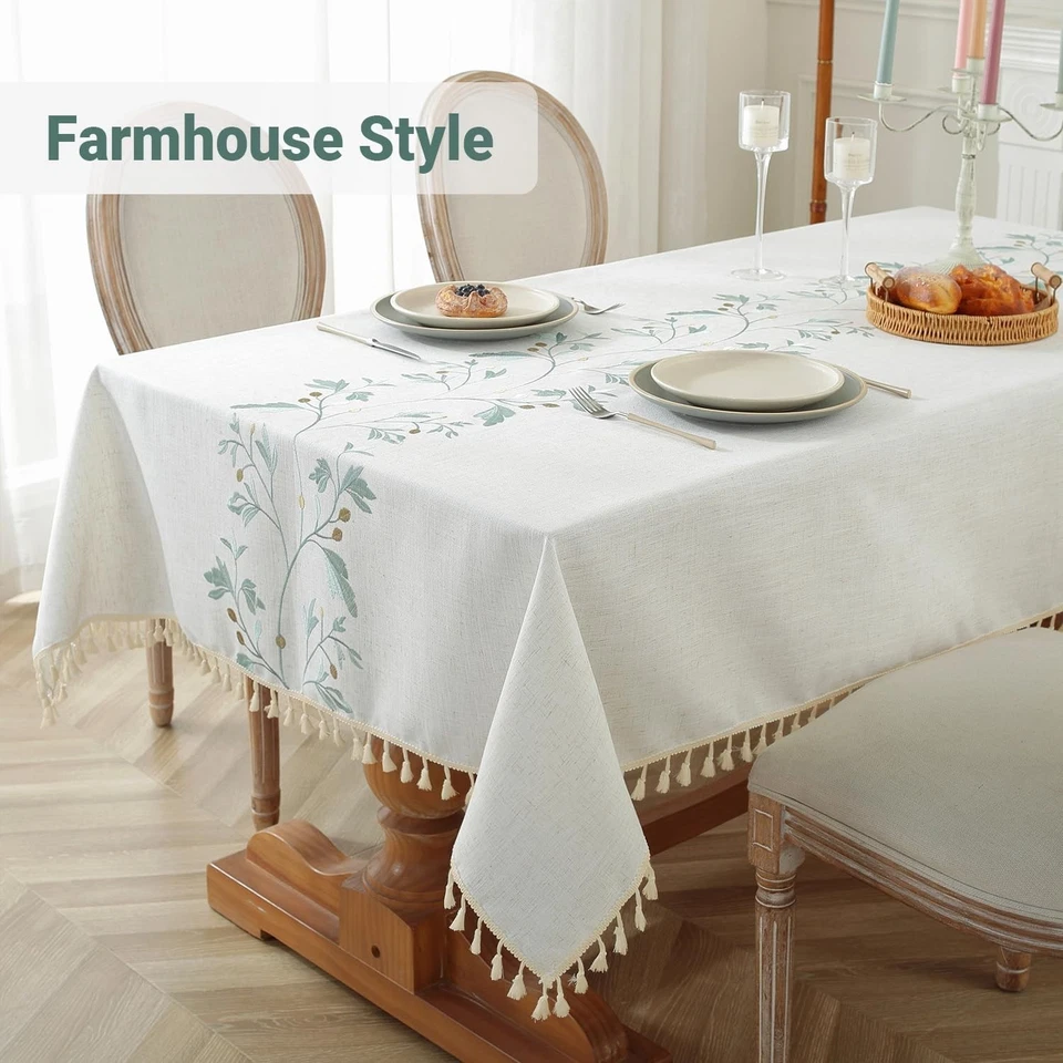 Pleated Corner Cotton Linen Tablecloth, 55x120" - Image 4 of 4