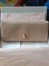Vivienne Westwood Long Orb Wallet Taupe Saffiano Leather In Box Exc Condition