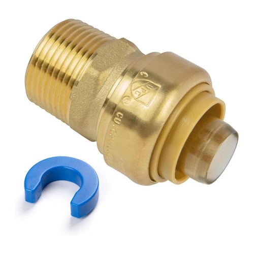 1" PTC to 1" NPT Male Adapter Push-Fit, Push to Connect Brass Plumbing Fitting f
