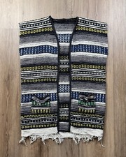 VINTAGE Hand Made Southwestern Hippie Blanket Vest Size Small Mexican Fringe