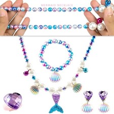 For Little Girls Jewelry Set Blue Purple Fish Tail Theme Festive Costume