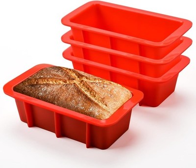 Silicone Mini Bread Loaf Pans for Baking, Small Loaf Pan Set of 4, 2.7x5.4