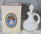 Vintage 1970's Avon Hobnail Milk Glass Pitcher Moonwind Foaming Bath Oil Empty