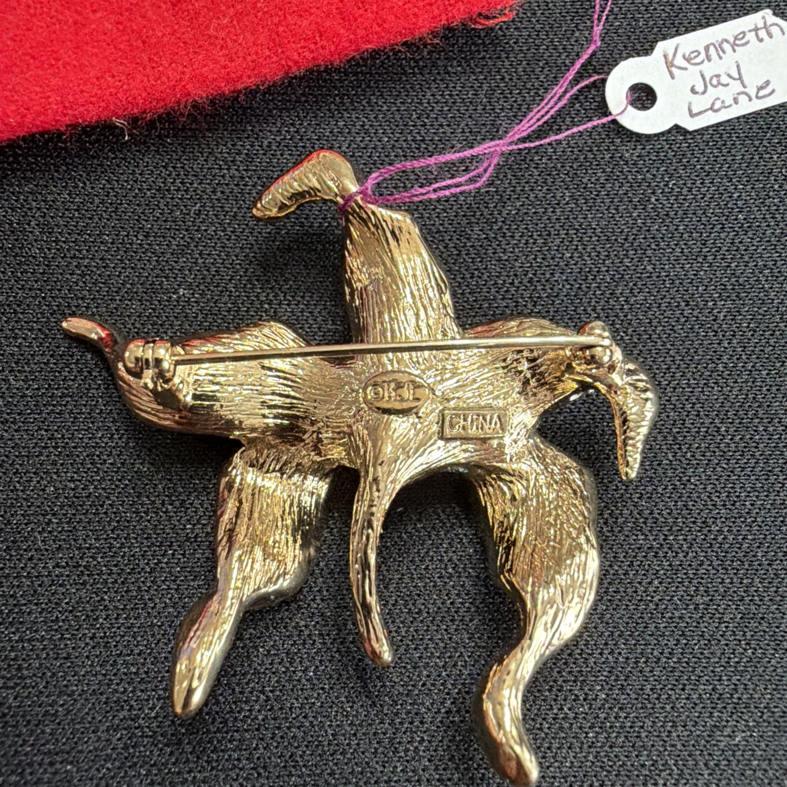 Vintage KJL Kenneth Jay Lane Black Crystal ORCHID… - image 4