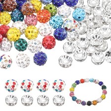 100 Pcs 10mm Rhinestone Spacer Beads for Jewelry Making, Mixed Color