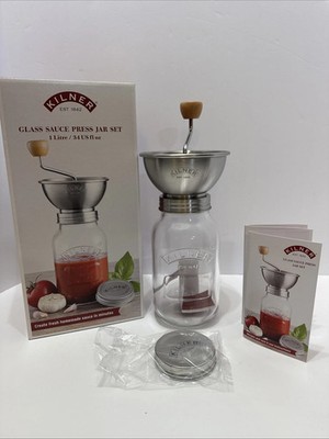 Kilner Stainless Steel Sauce Press Jar Glass Set Preserve Storage Jar 1L