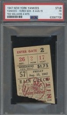 1947 Ted Williams PSA Ticket 4 Hit 8/15 V NY/ Triple Crown YR  Joe DiMaggio MVP