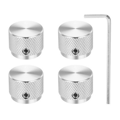 4 Pcs Aluminium Potentiometer Knobs,Arrow Indicator, 3/5'' Silver(20x15.5mm)