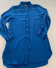 Vince Camuto Shirt Dress Womens Medium Royal Blue Collared Long Sleeve Stretch