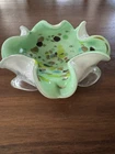 Vintage Mid Century Murano Style Tutti Frutti Art Glass Bowl Made In Italy Green