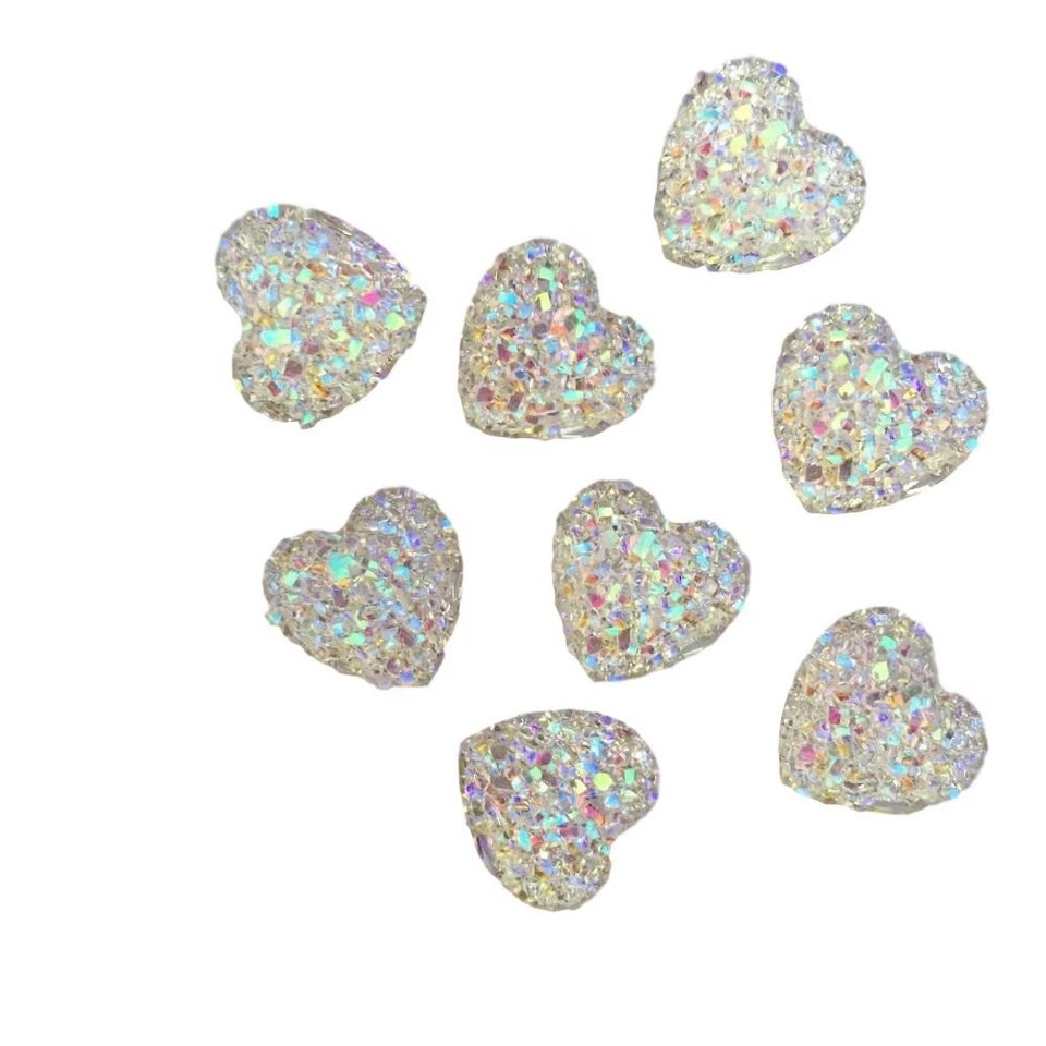 SYNTEGO 40 x AB Rainbow 12mm Heart Resin Crystals Card Making Embellishments Flat Back