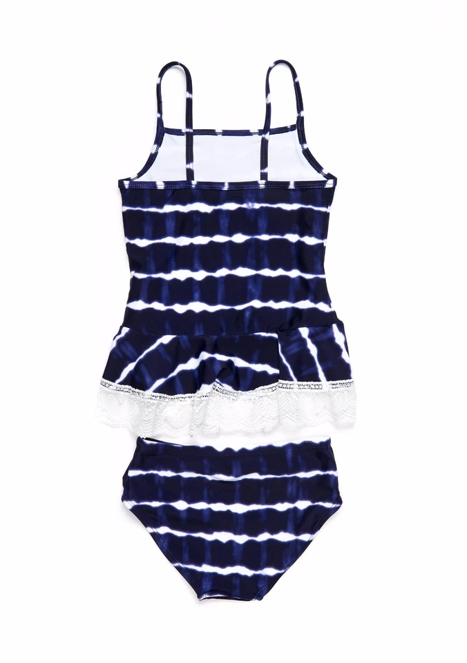 Juego de natación Tankini de 2 piezas FLAPDOODLES para niñas pequeñas 4 tie dye y ganchillo blanco nuevo con etiquetas Foto 2 de 2