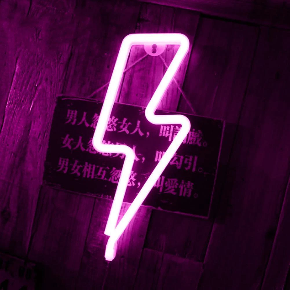 Flash Shaped Neon Lights USB Battery Operated Hanging Night Lamp
